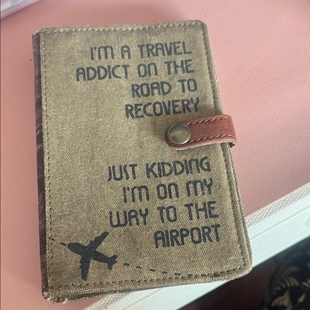 Mona B Brown Canvas Passport Holder